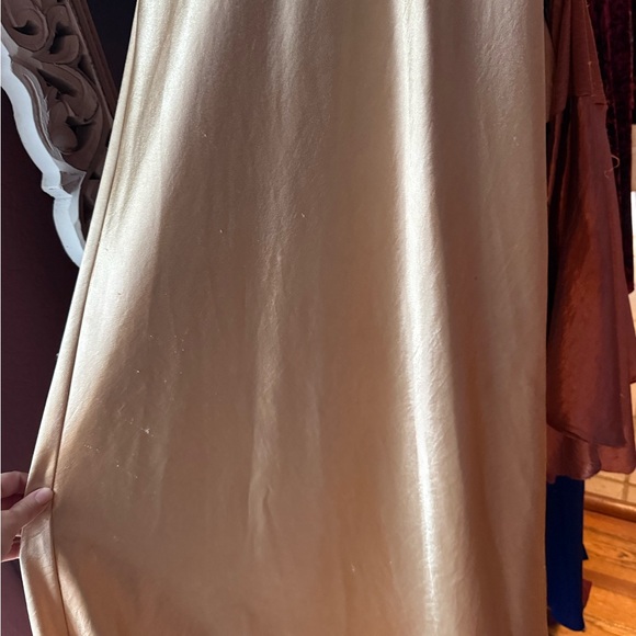Free People Beatrice Dress in Warm Sand gold satin boho - Picture 8 of 8